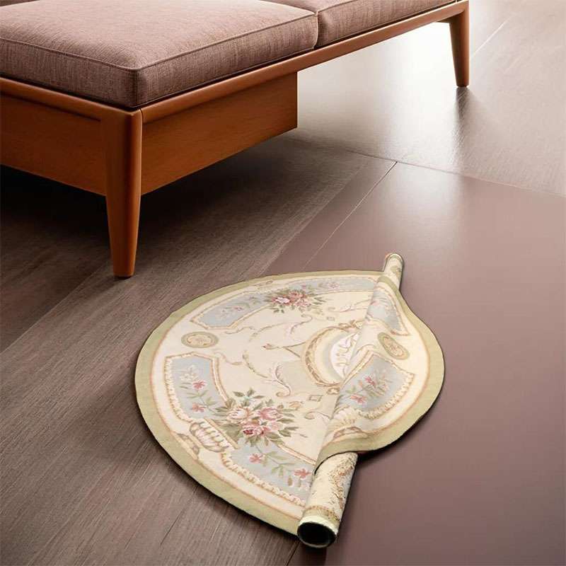 Round Needle Point Bordeaux Rug 190 × 190 cm