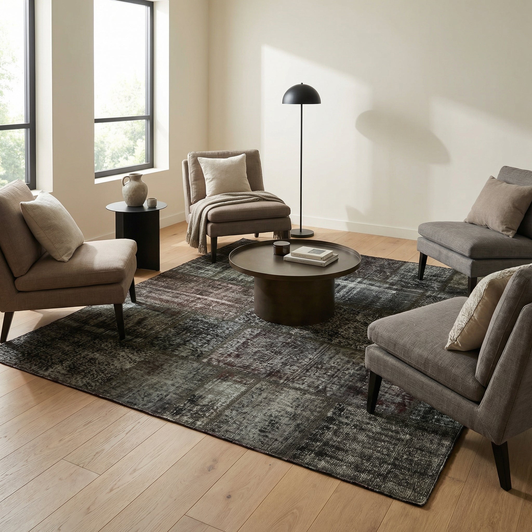 Modern Grey Anatolian Collage Rug 203 × 202 cm