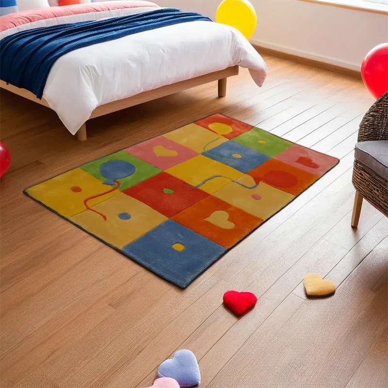 Tufted Kids Rug With Balloons And Hearts 150 × 80 cm