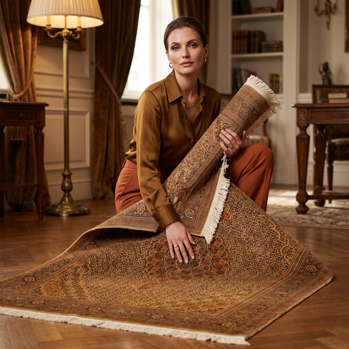 Part Silk Tabriz/50 Raj Rug 204 × 150 cm