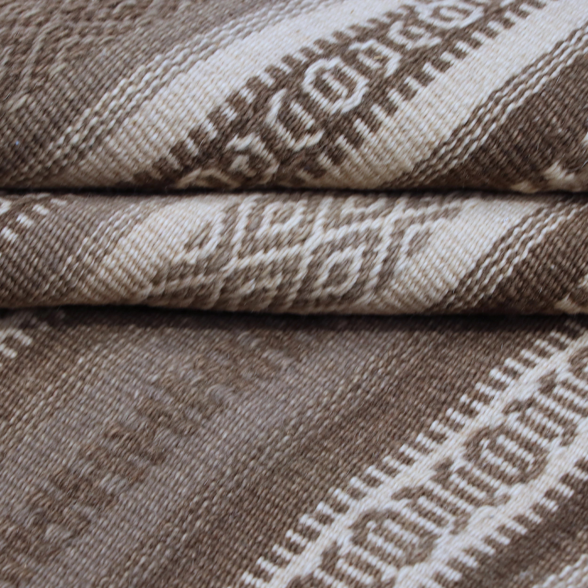 Brown & Beige Tribal Geometric Kilim Rug Design 176 × 270 cm