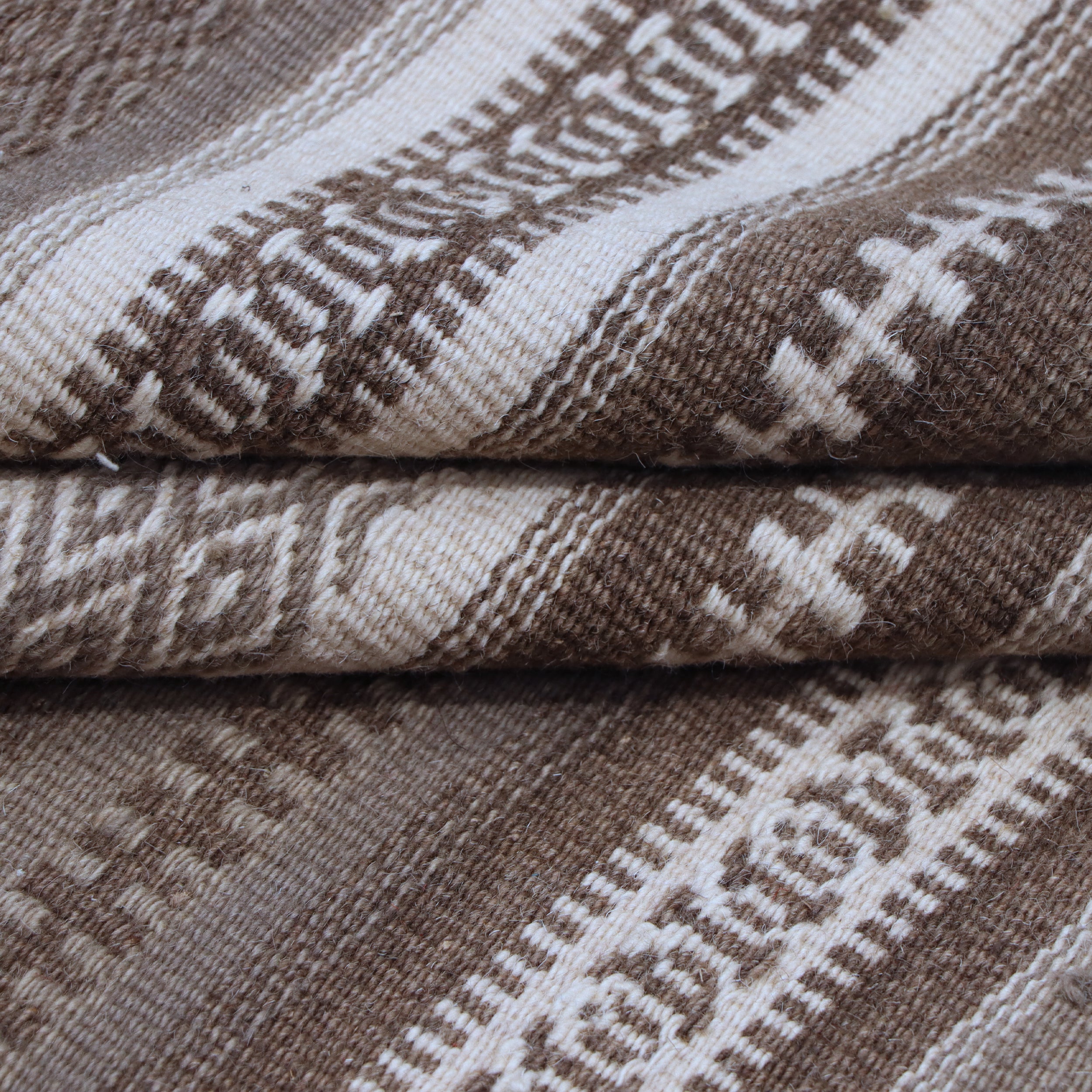 Brown & Beige Tribal Striped Kilim Rug Design 177 × 268 cm