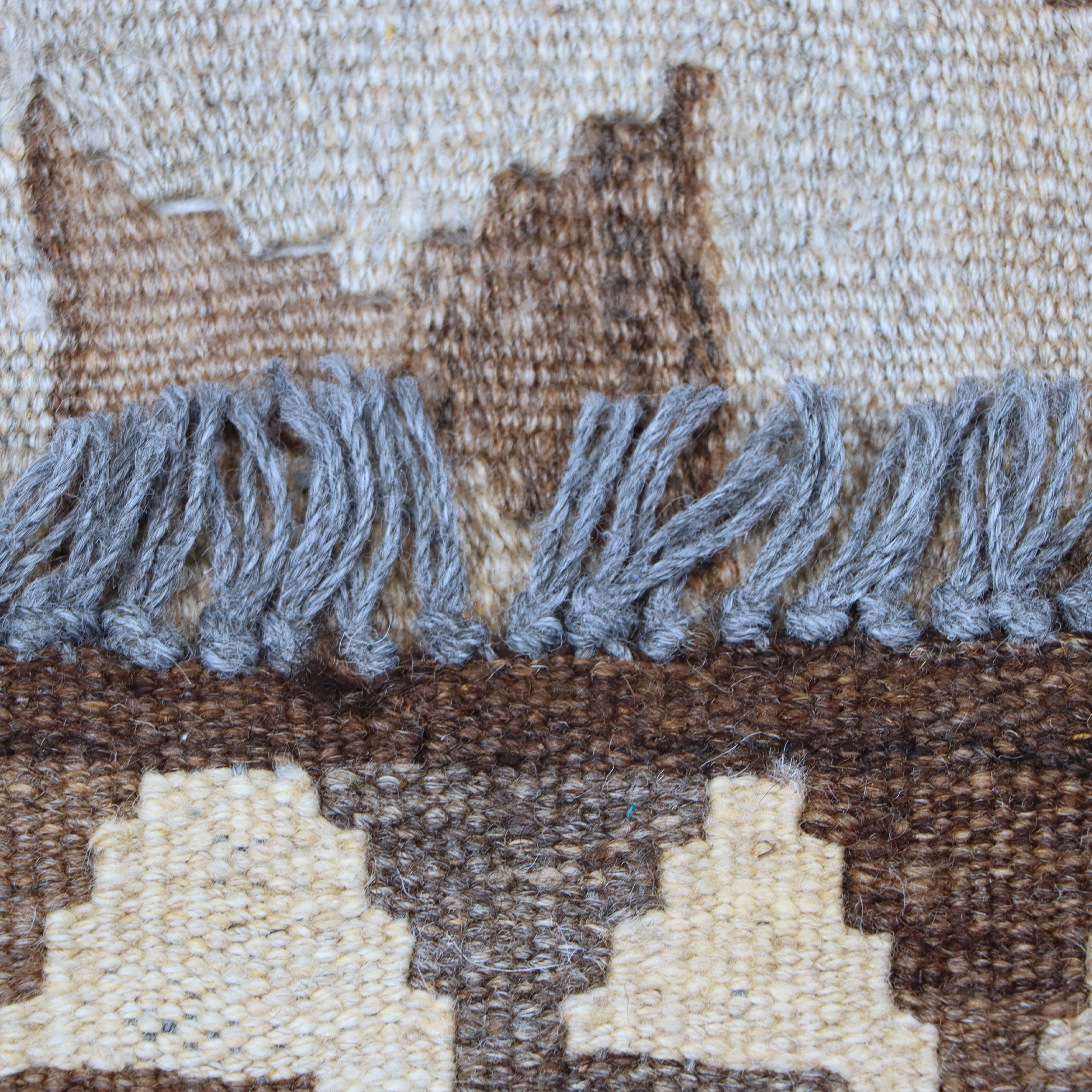 Brown & Beige Tribal Geometric Kilim Rug Design 196 × 147 cm