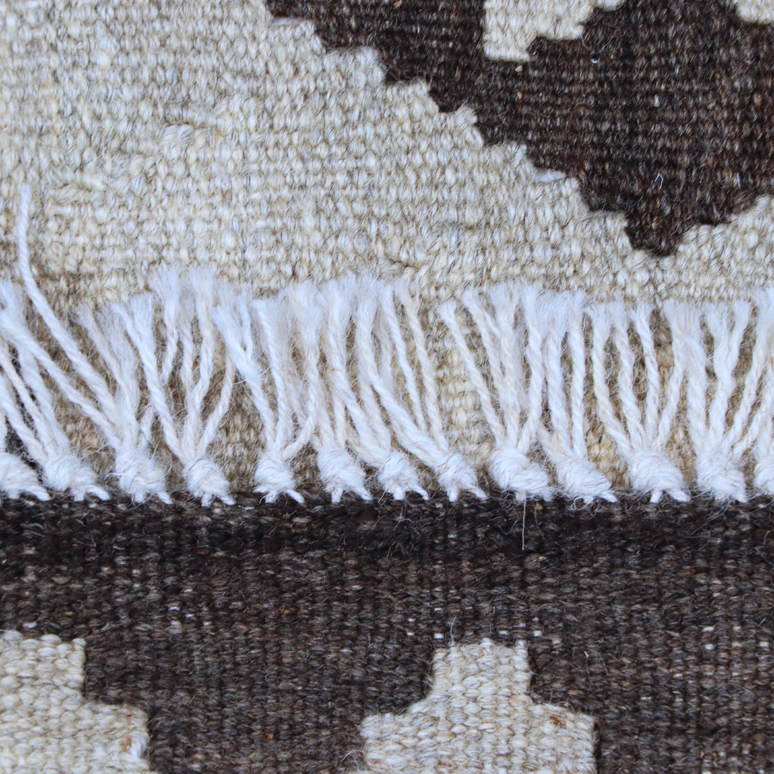 Brown & Beige Tribal Diamond Kilim Rug Design 201 × 155 cm