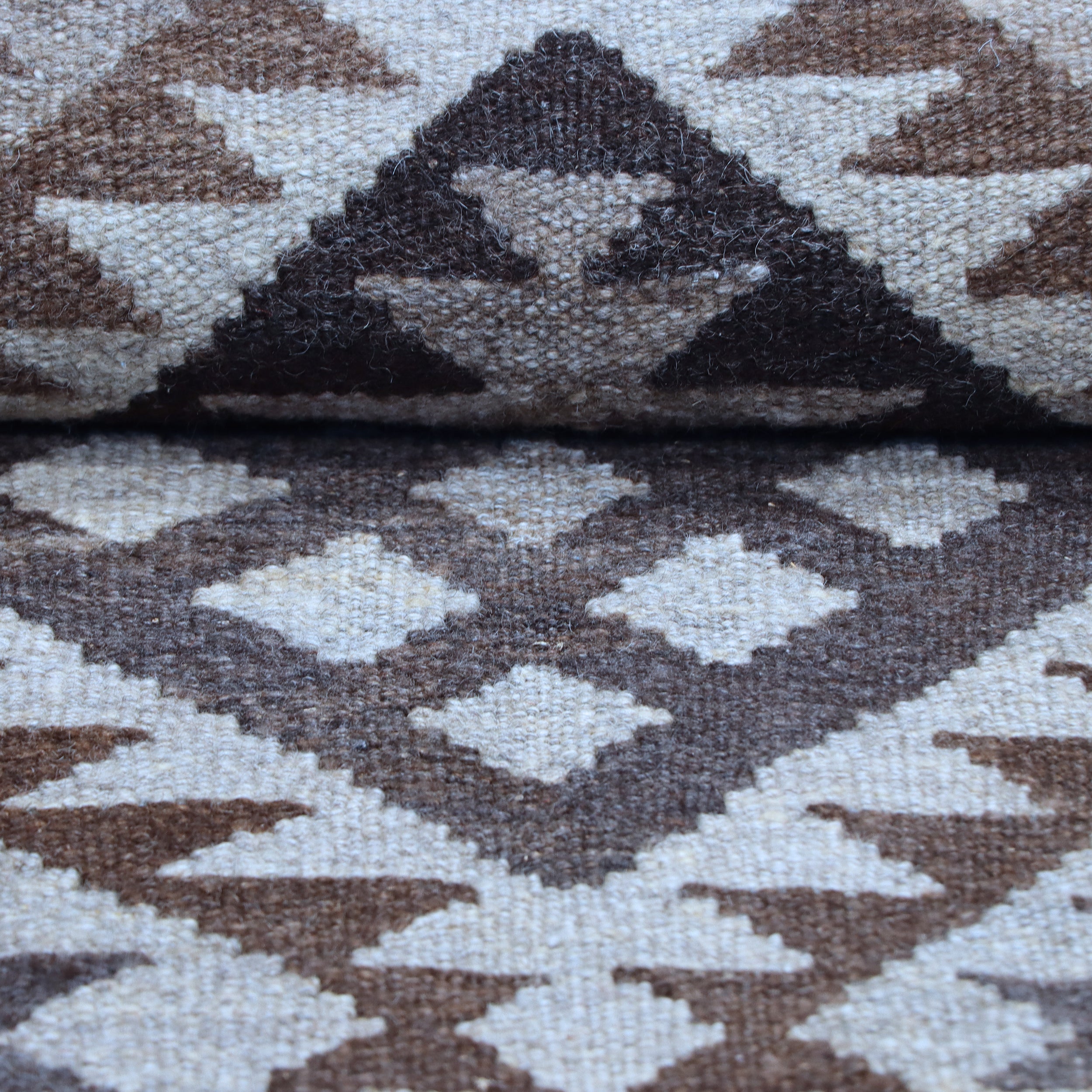 Brown & Beige Tribal Geometric Kilim Rug Design 200 × 152 cm