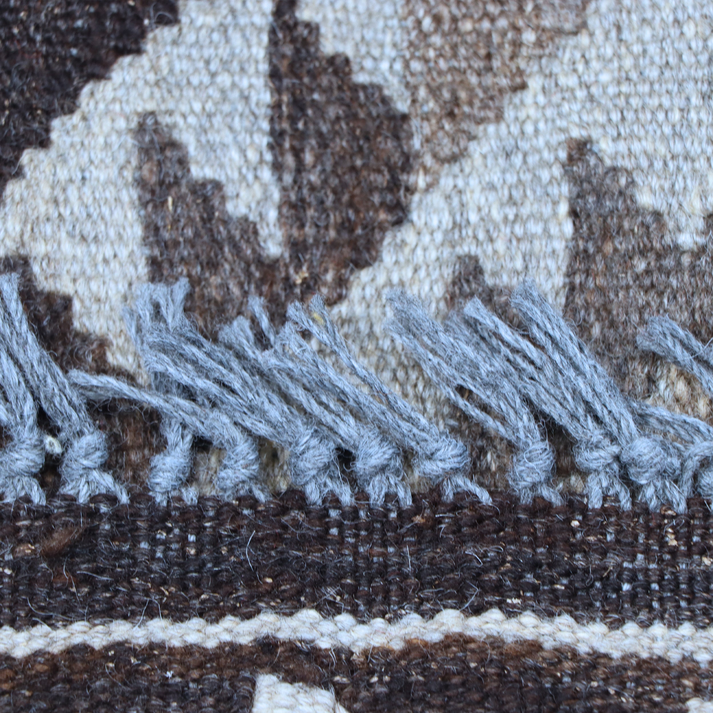 Brown & Beige Tribal Geometric Kilim Rug Design 200 × 152 cm