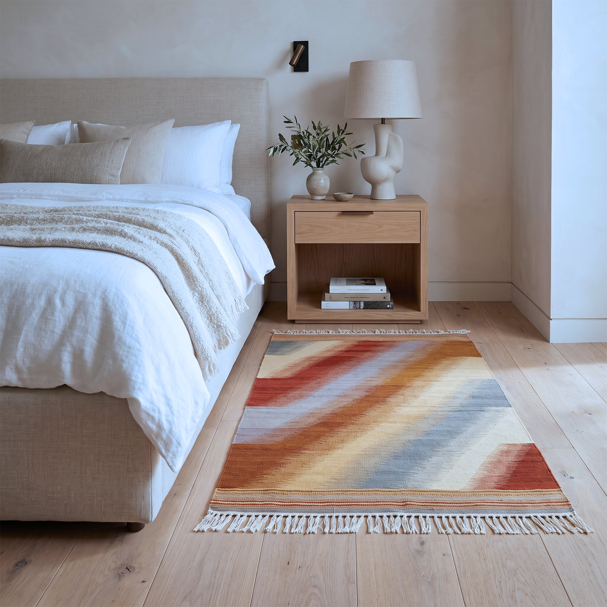 Multi-Coloured Rust Abstract Kilim Rug Design 122 × 182 cm