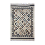 Beige & Grey Diamond Lattice Kilim Rug Design 150 × 200 cm