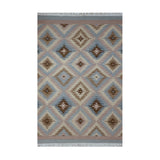 Beige & Blue Tribal Diamond Kilim Rug Design 150 × 200 cm