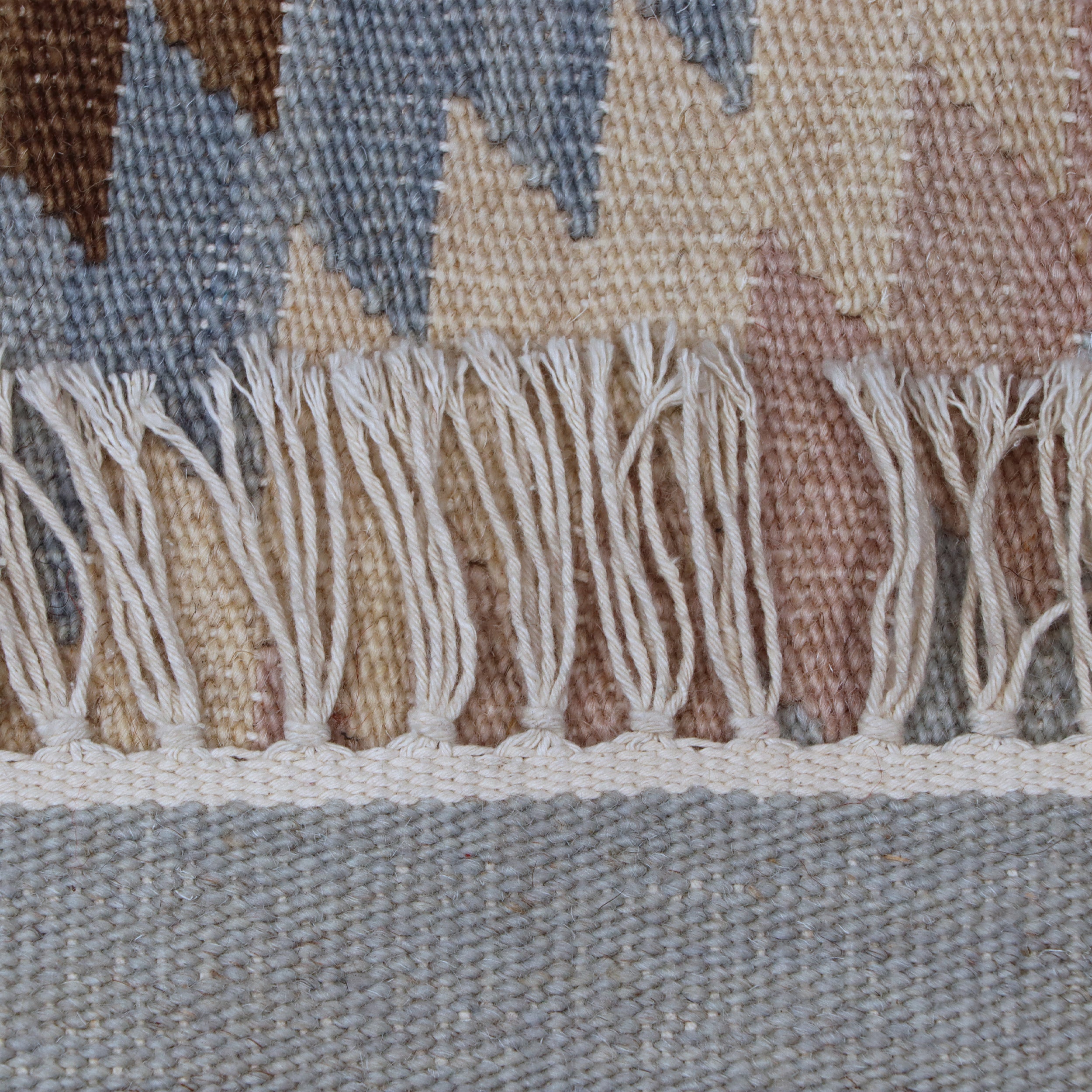 Beige & Blue Tribal Diamond Kilim Rug Design 150 × 200 cm