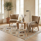 Blue & Beige Tribal Diamond Kilim Rug Design 150 × 200 cm