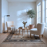 Grey & Beige Tribal Geometric Kilim Rug Design 150 × 200 cm
