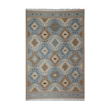 Blue & Beige Tribal Diamond Kilim Rug Design 150 × 200 cm