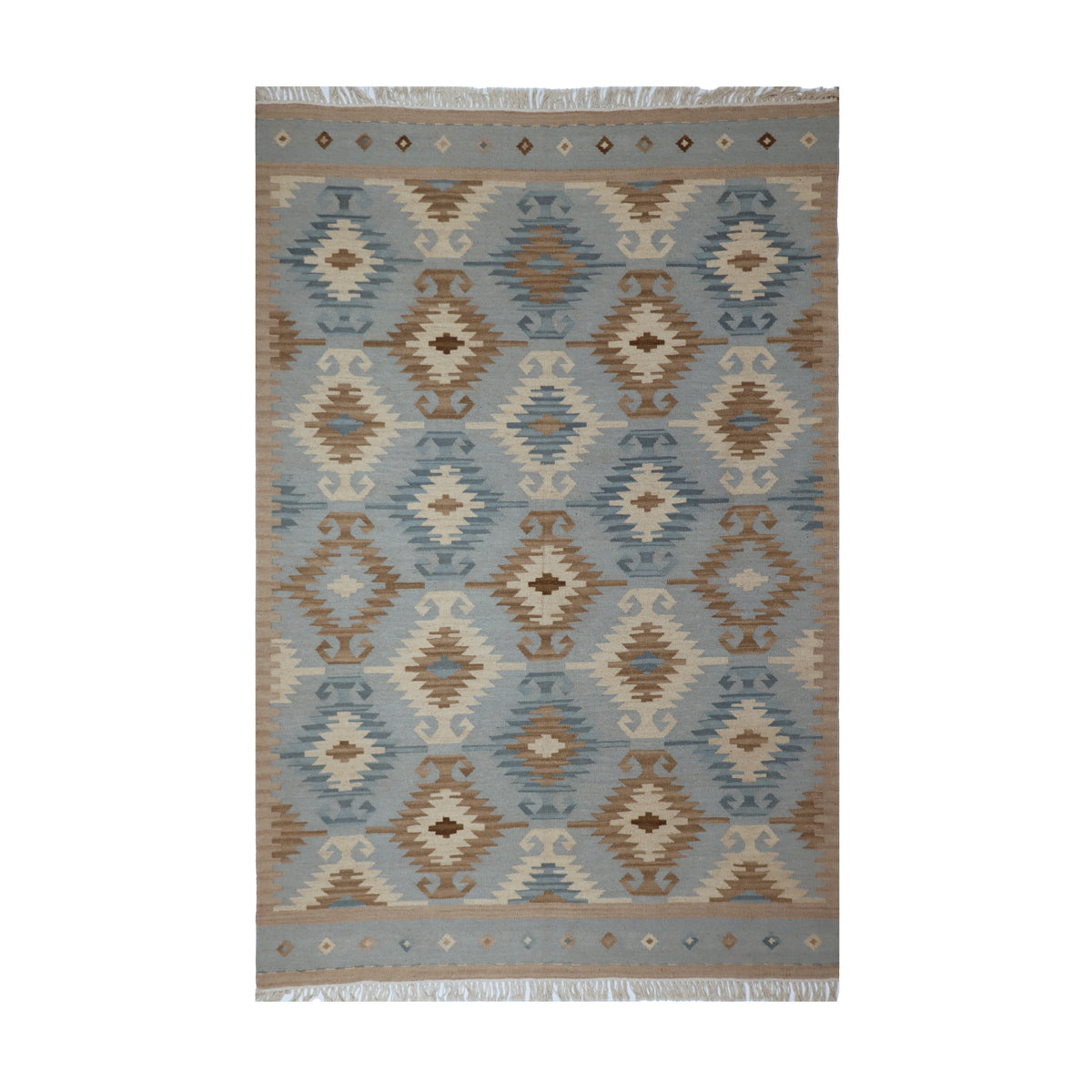 Blue & Beige Tribal Diamond Kilim Rug Design 150 × 200 cm