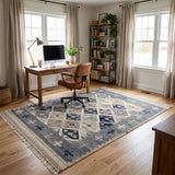 Grey & Beige Tribal Diamond Kilim Rug Design 170 × 240 cm