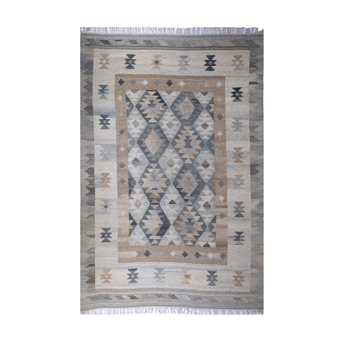 Beige & Grey Tribal Diamond Kilim Rug Design 200x300cm