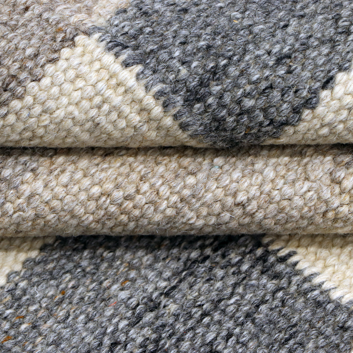 Brown, Grey & Ivory Patchwork Geometric Kilim Rug Design 160 × 196 cm