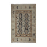 Beige & Brown Tribal Geometric Medallion Kilim Rug Design 170x240cm