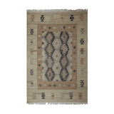 Blue Grey & Beige Tribal Geometric Kilim Rug Design 170 × 240 cm