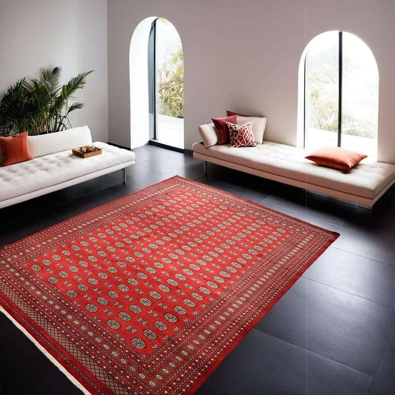 Red Mori Bukhara Rug 372 × 276 cm