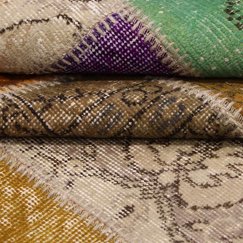 Mult-Coloured Hand-Knotted Modern Patchwork Collage Rug 353 × 253 cm