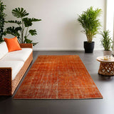 Burnt Orange Hand-Knotted Modern Vintage Rug 336 × 226 cm