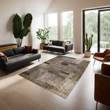 Neutral Hand-Knotted Modern Patchwork Collage Rug 297 × 200 cm