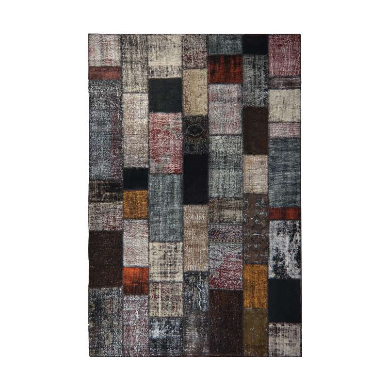 Multi-Coloured Hand-Knotted Modern Patchwork Collage Rug 351 × 253 cm