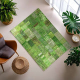 Green Hand-Knotted Modern Patchwork Collage Rug 351 × 251 cm