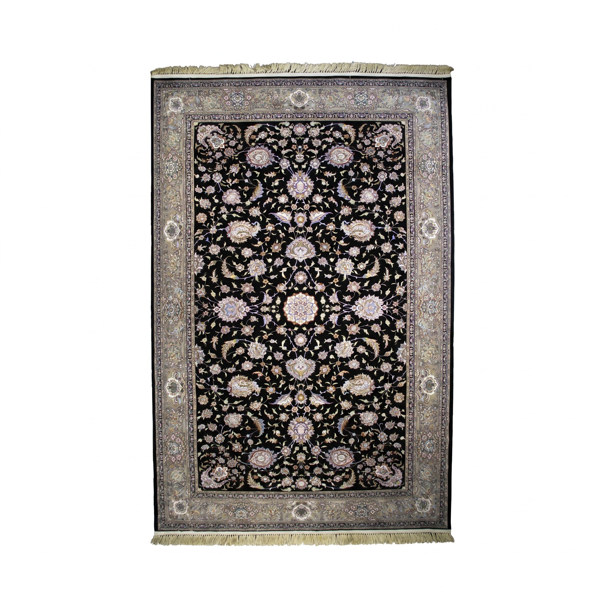 Black Persian Kashan Rug Design