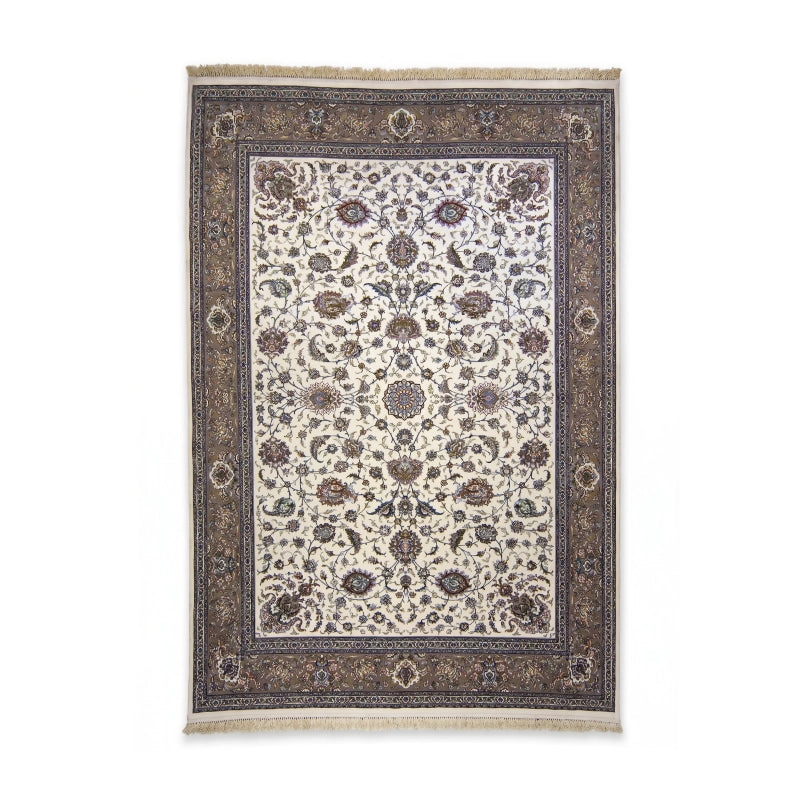 Cream Persian Kashan Rug Design