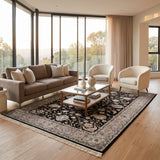 Black Persian Kashan Rug Design
