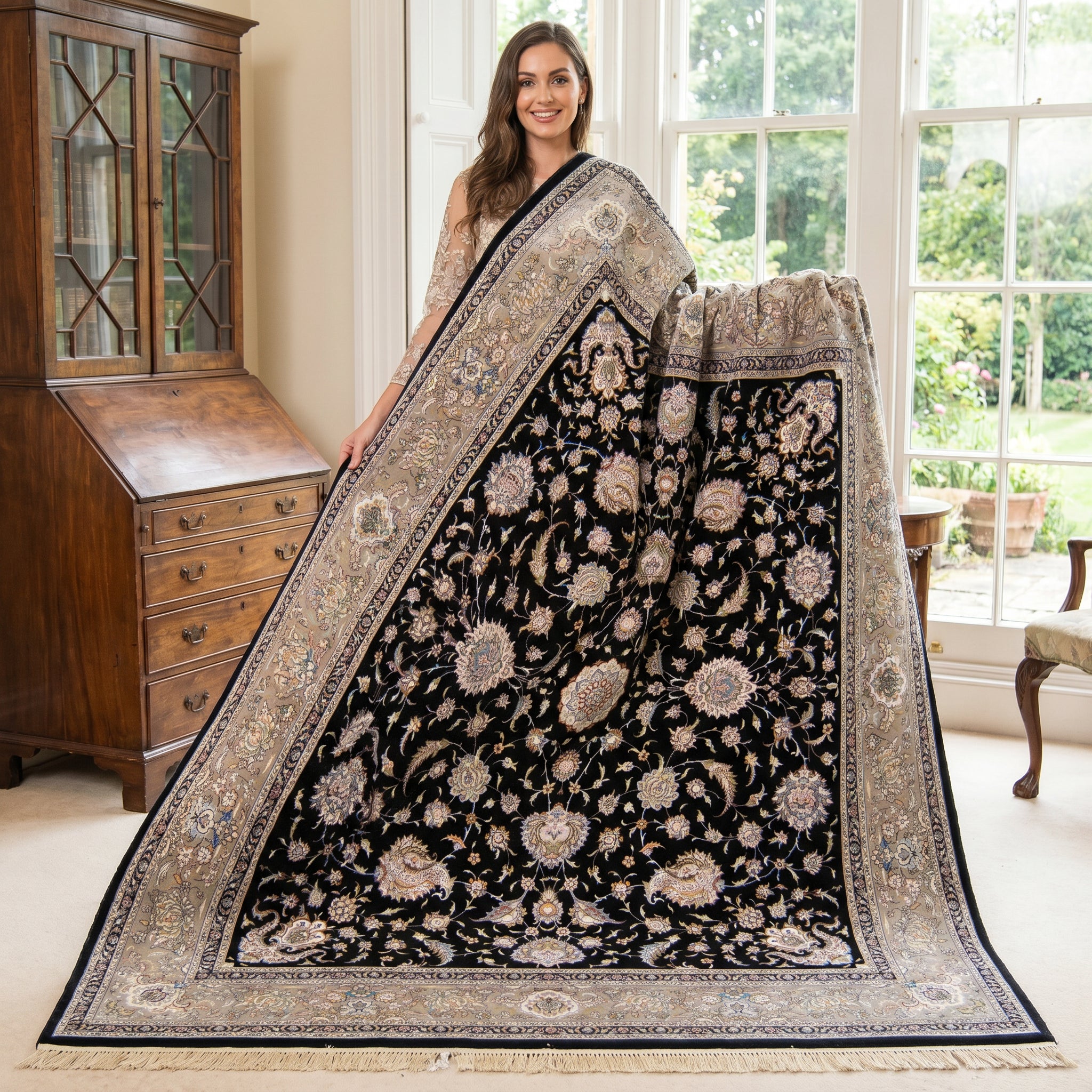 Square Persian Kashan Rug Design 300 × 300 cm