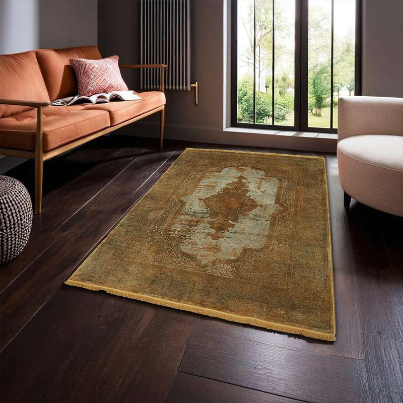 Modern Gold Part Silk Montage Rug 230 × 160 cm