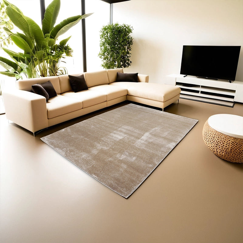 Modern Plush Pile Rugs In Soft Beige Pianura Collection