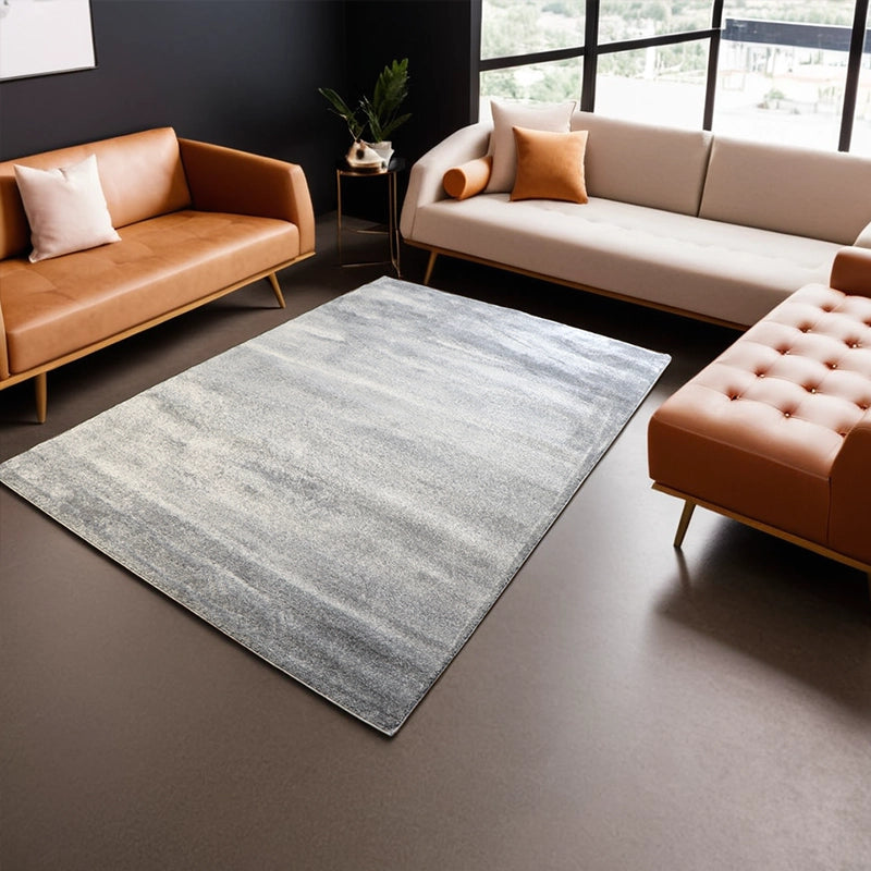 Modern Plush Pile Rugs In Light Grey Pianura Collection
