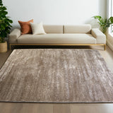 Modern Plush Pile Rugs In Dark Beige Pianura Collection
