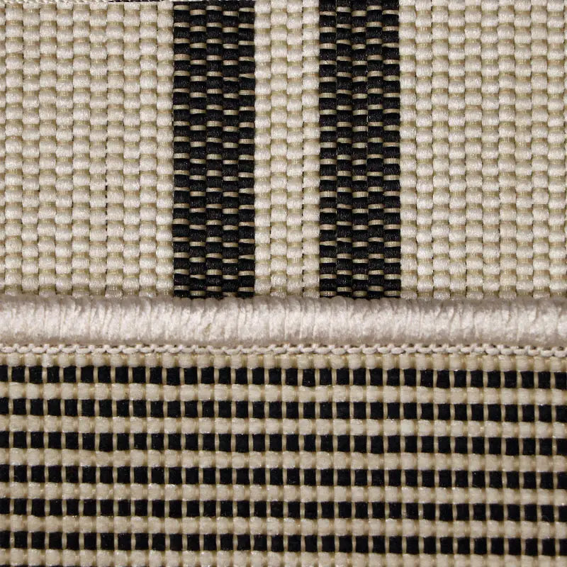 Cream & Grey Modern Outdoor Stripe Rug 230 × 160 cm