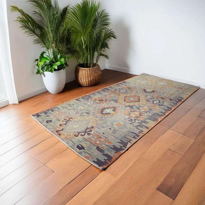 Turkish Nomadic Woolen Kilim Rug 328 × 154 cm