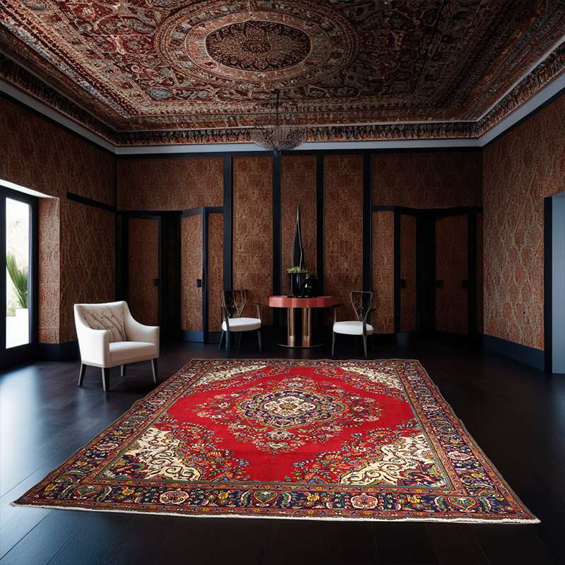 Refurbished Persian Tabriz Rug 372 × 293 cm