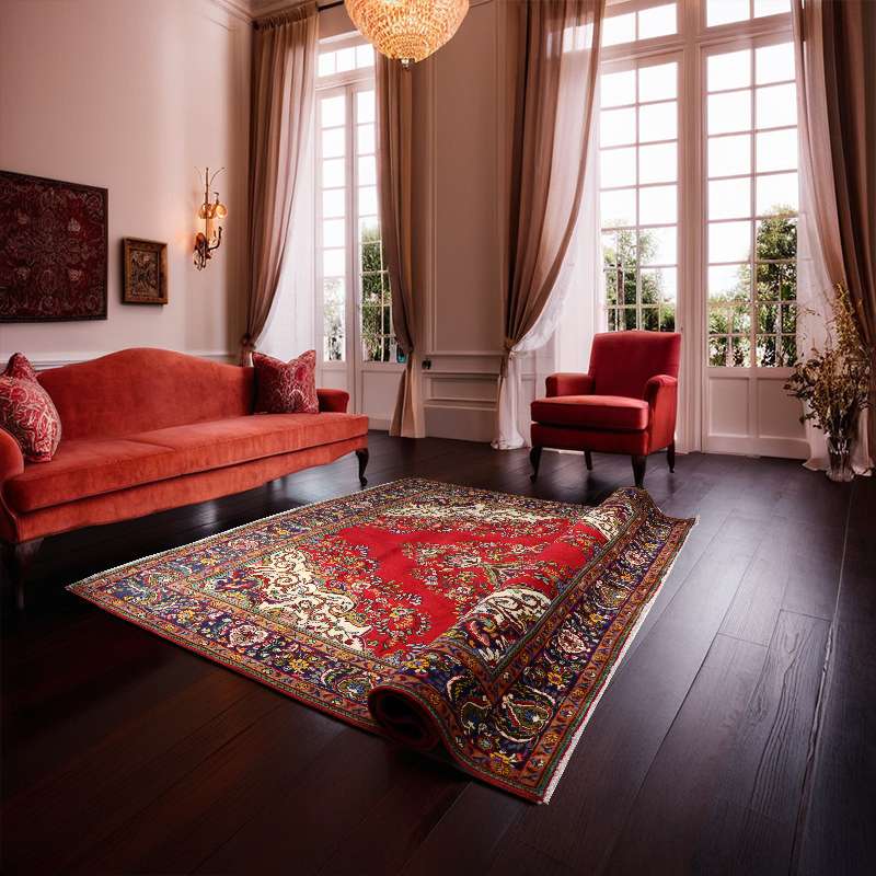 Refurbished Persian Tabriz Rug 372 × 293 cm