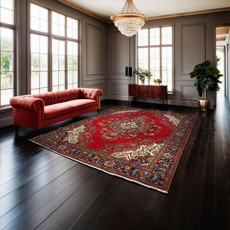Refurbished Persian Tabriz Rug 372 × 293 cm
