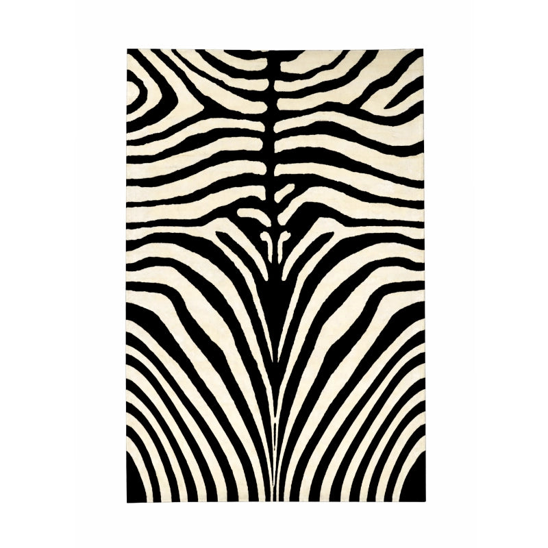 Modern Hand Tufted Zebra-Striped Rug