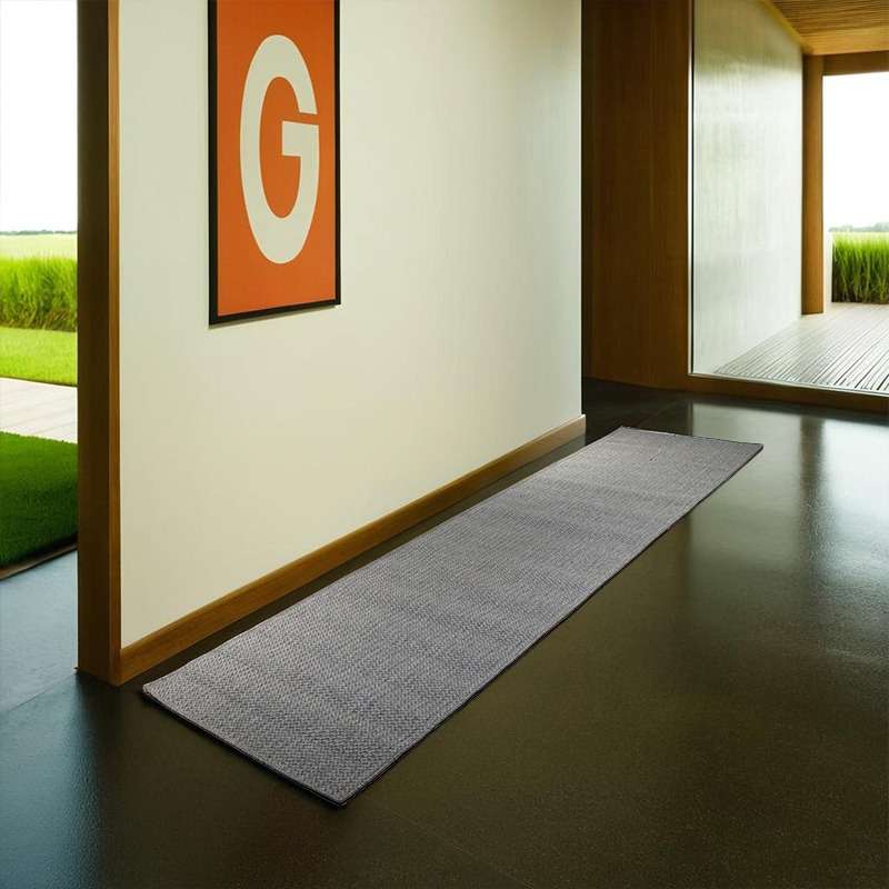 Modern Grey Indoor/Outdoor Runner 397 × 105 cm