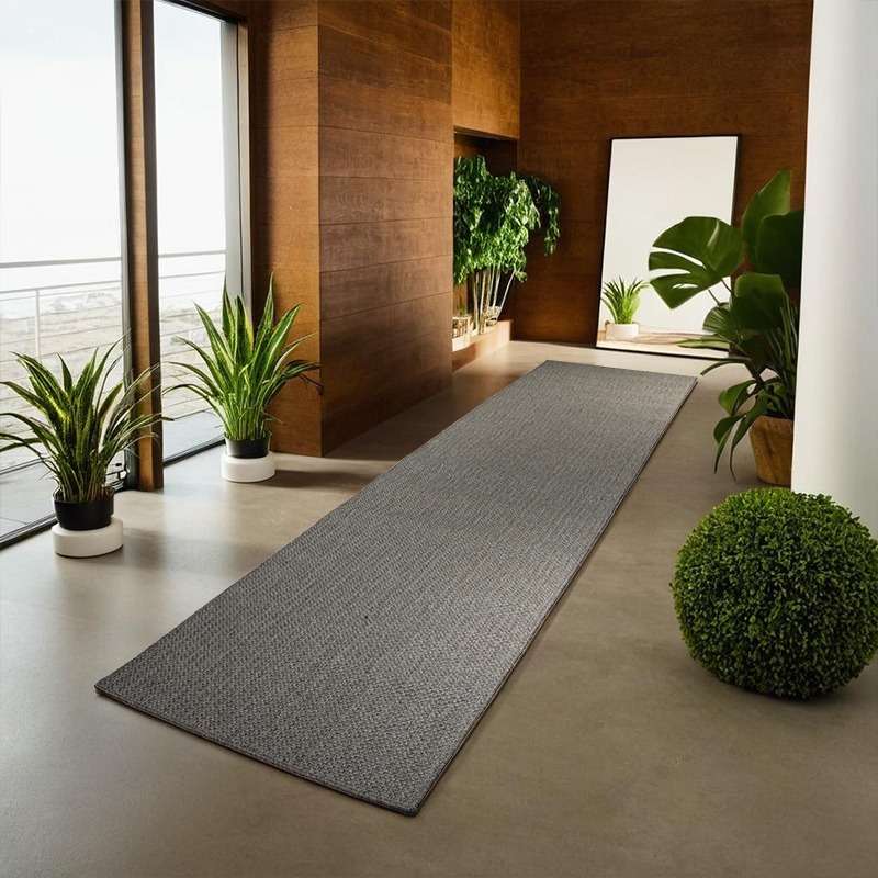 Modern Grey Indoor/Outdoor Runner 397 × 105 cm