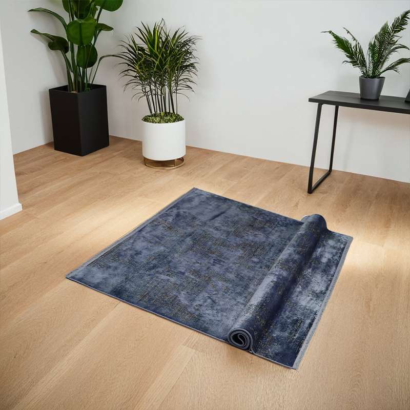 Indigo Blue Part Silk Alta Rug 230 × 160 cm