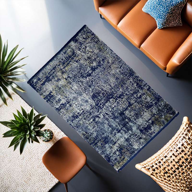 Deep Navy Blue Part Silk Alta Rug 230 × 160 cm