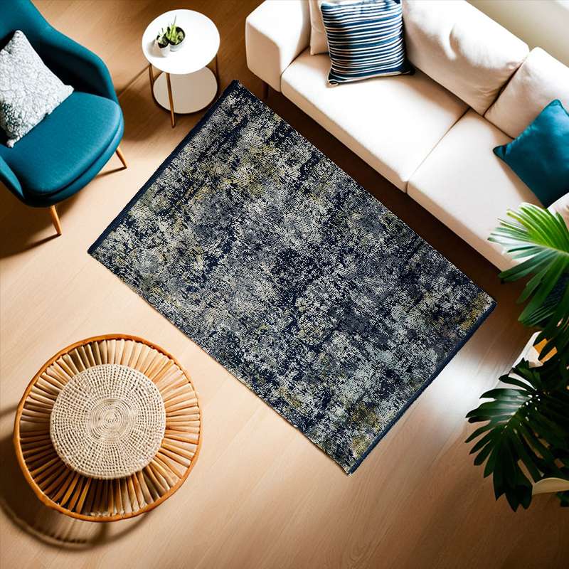 Navy Blue Part Silk Alta Collection Rug 230 × 160 cm