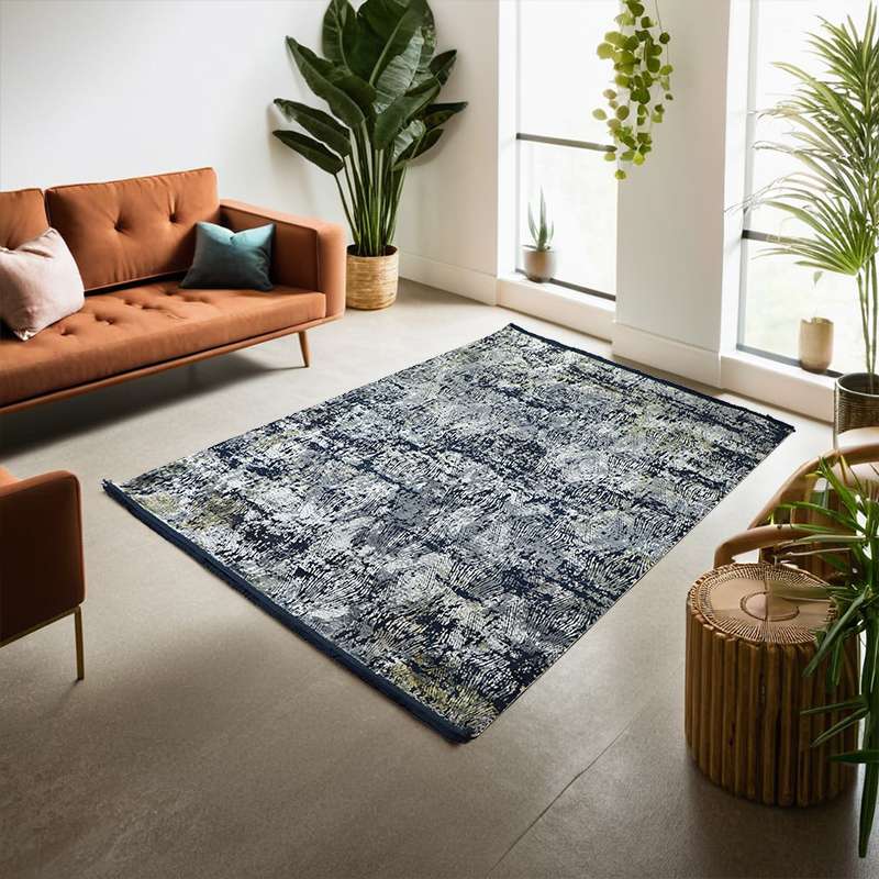 Navy Blue Part Silk Alta Collection Rug 230 × 160 cm
