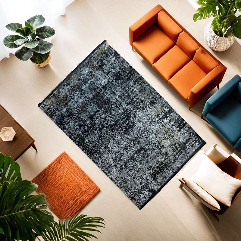 Slate Blue Part Silk Alta Collection Rug 230 × 160 cm